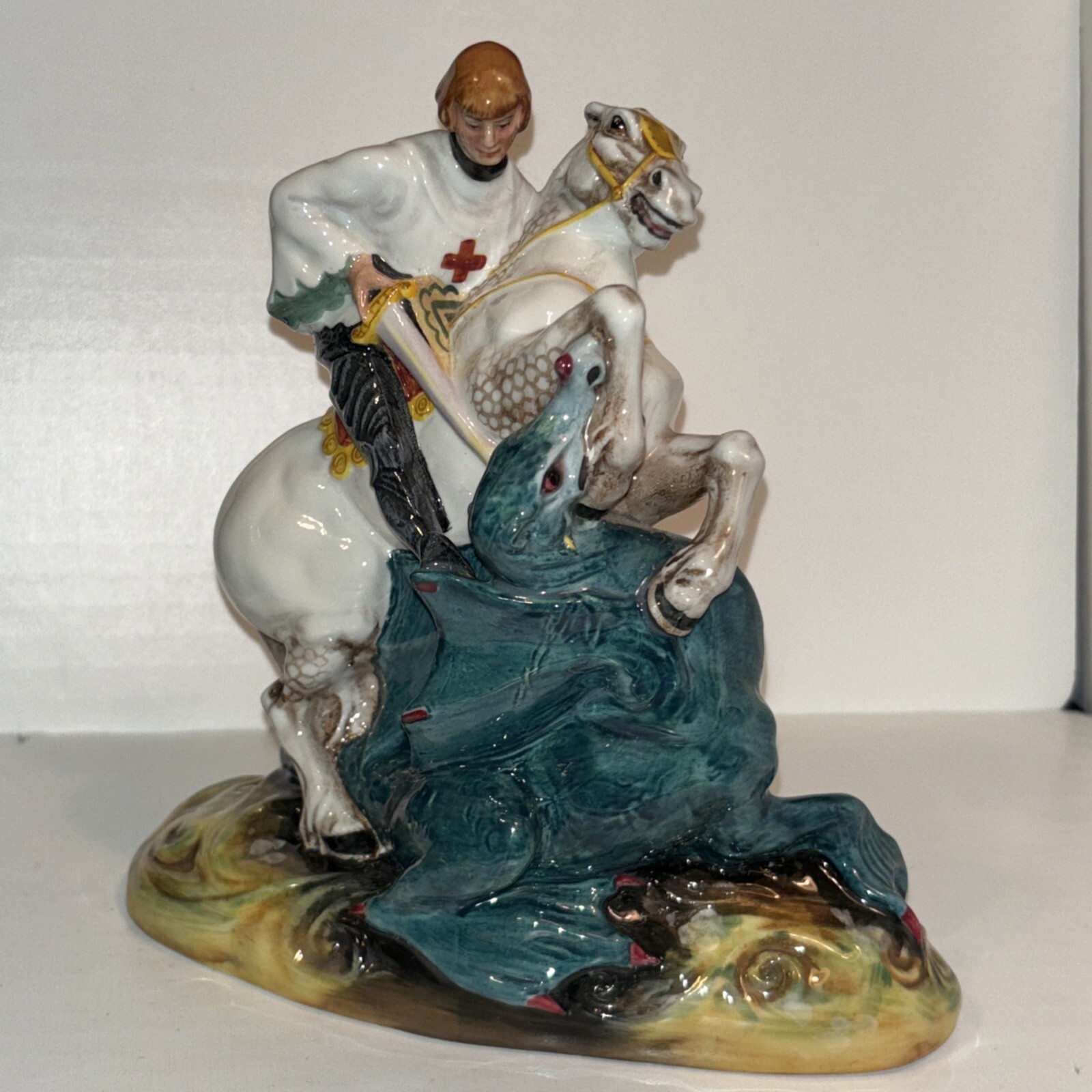 Royal Doulton St George Slaying the Dragon 7.5” Figurine c 1949 H.N. 2051 Signed