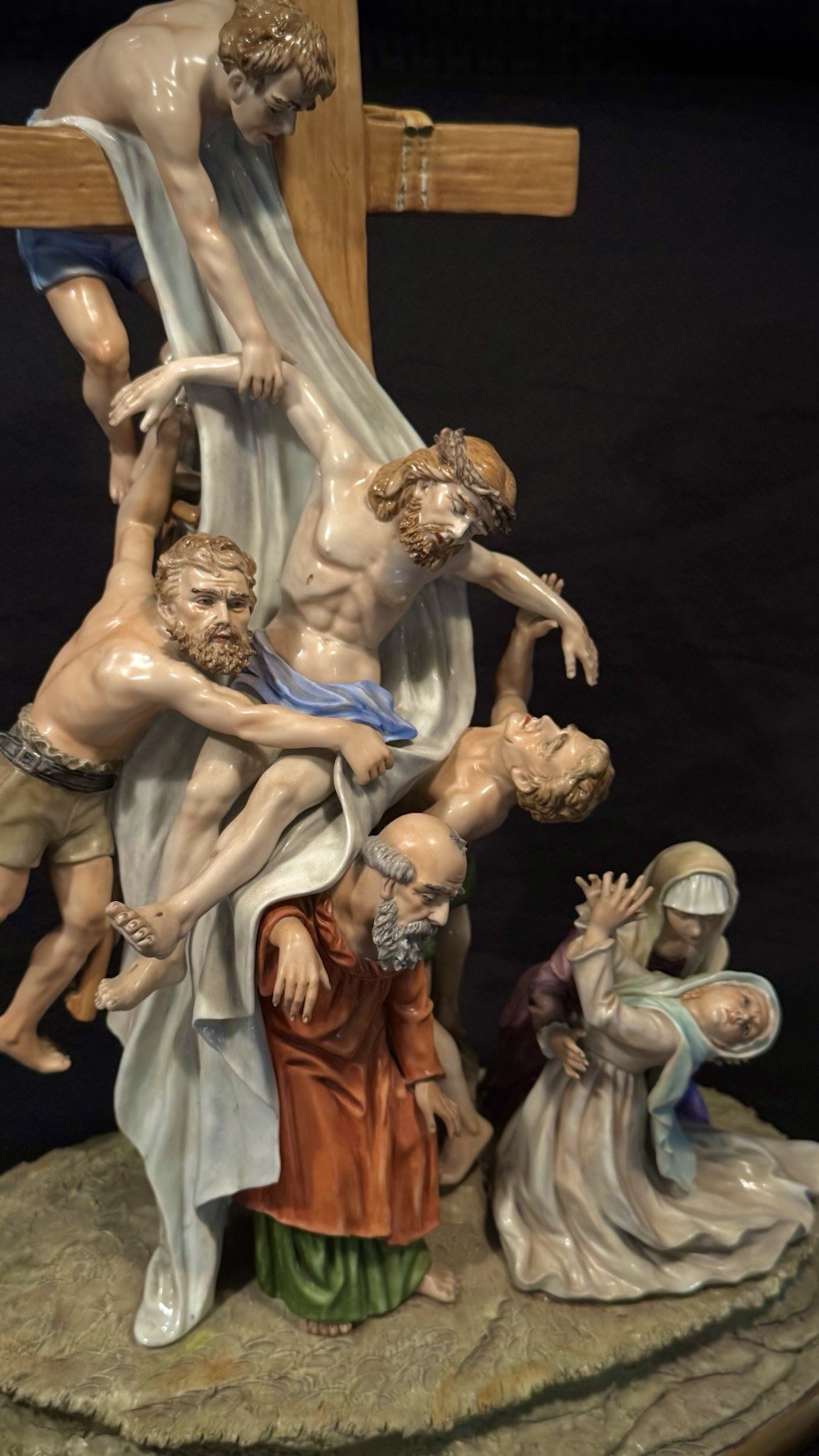 Large Sitzendorf Porcelain “Descent from the Cross” 21”, M. Siegel, Biblical