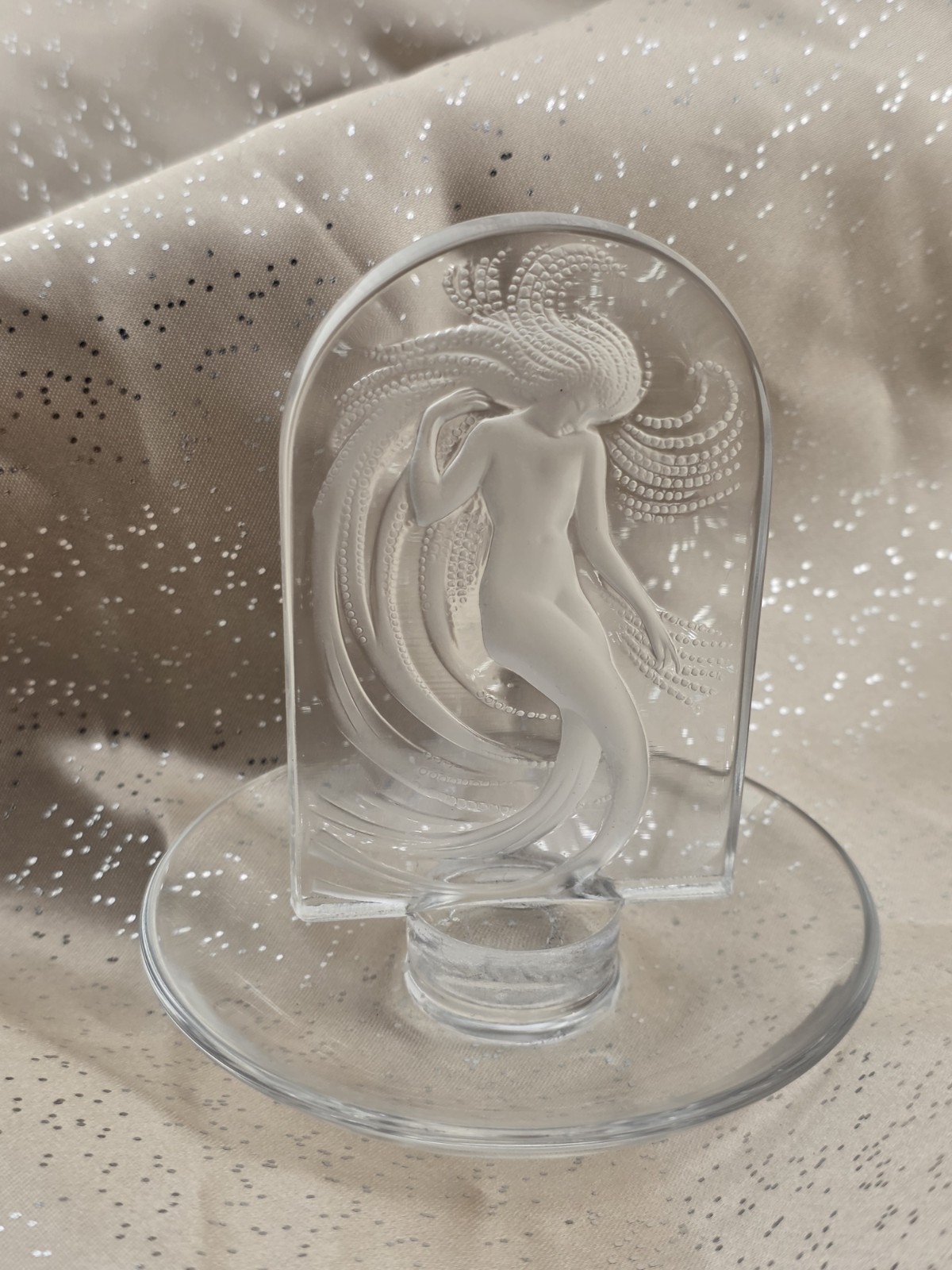 Vintage Lalique France Crystal Mermaid Water Dancer Signed Collectable Glass
