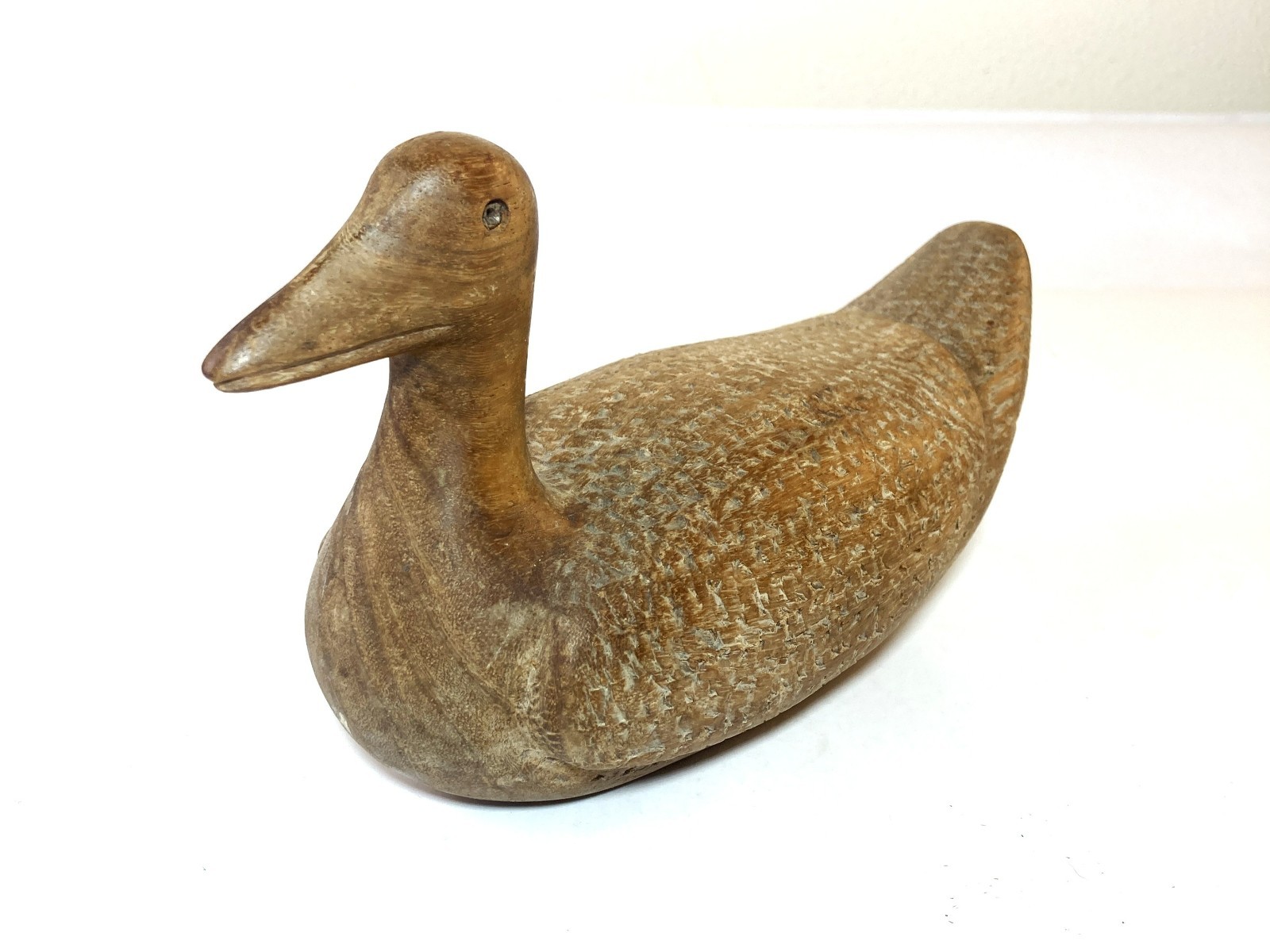 Vintage Hand Carved Solid Wood Primitive Duck Decoy Folk Art Cairo Egypt Boho