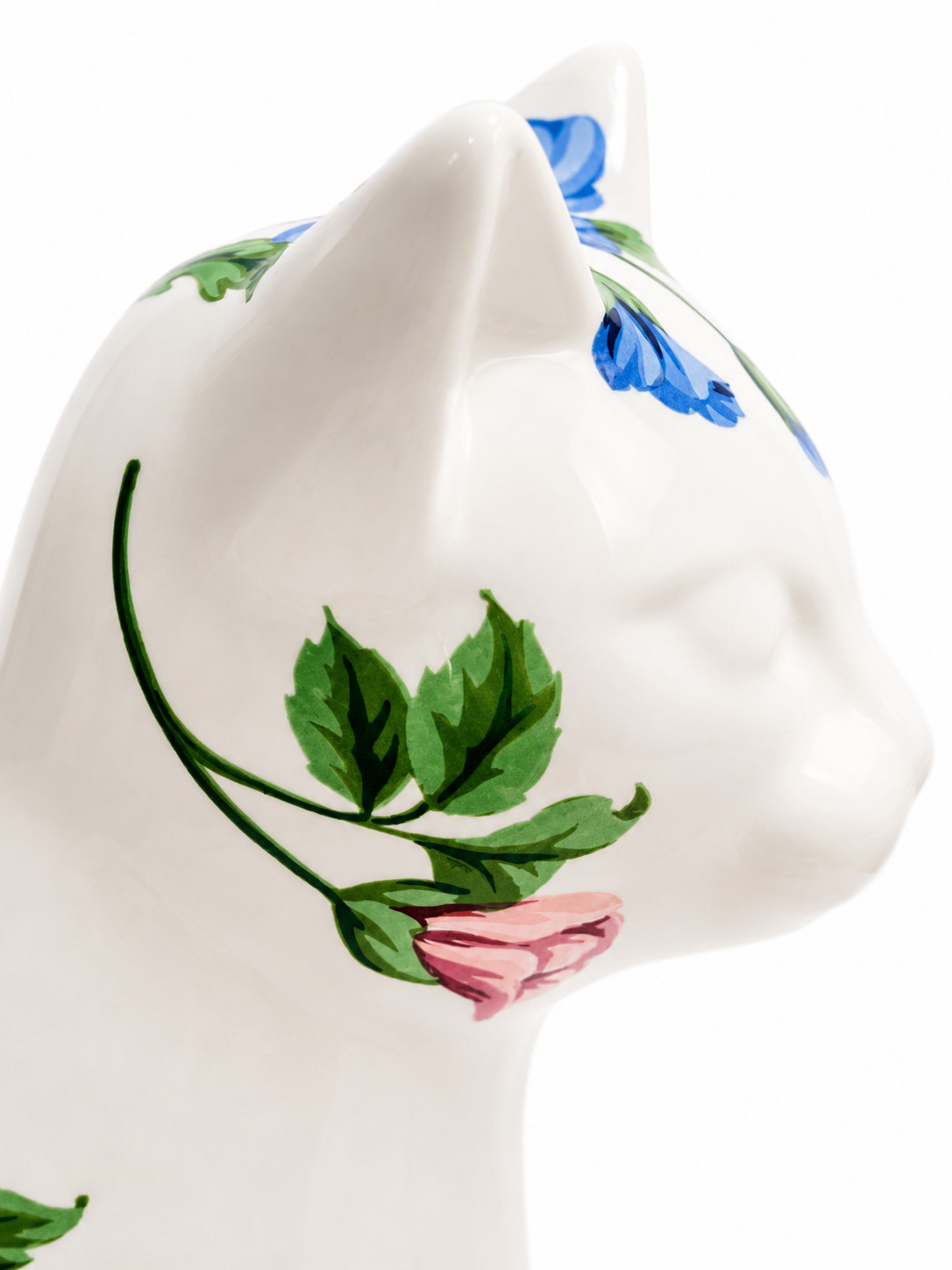 Tiffany Co 1996 Sintra Floral Cat Figurine Hand Painted Porcelain Portugal MIB