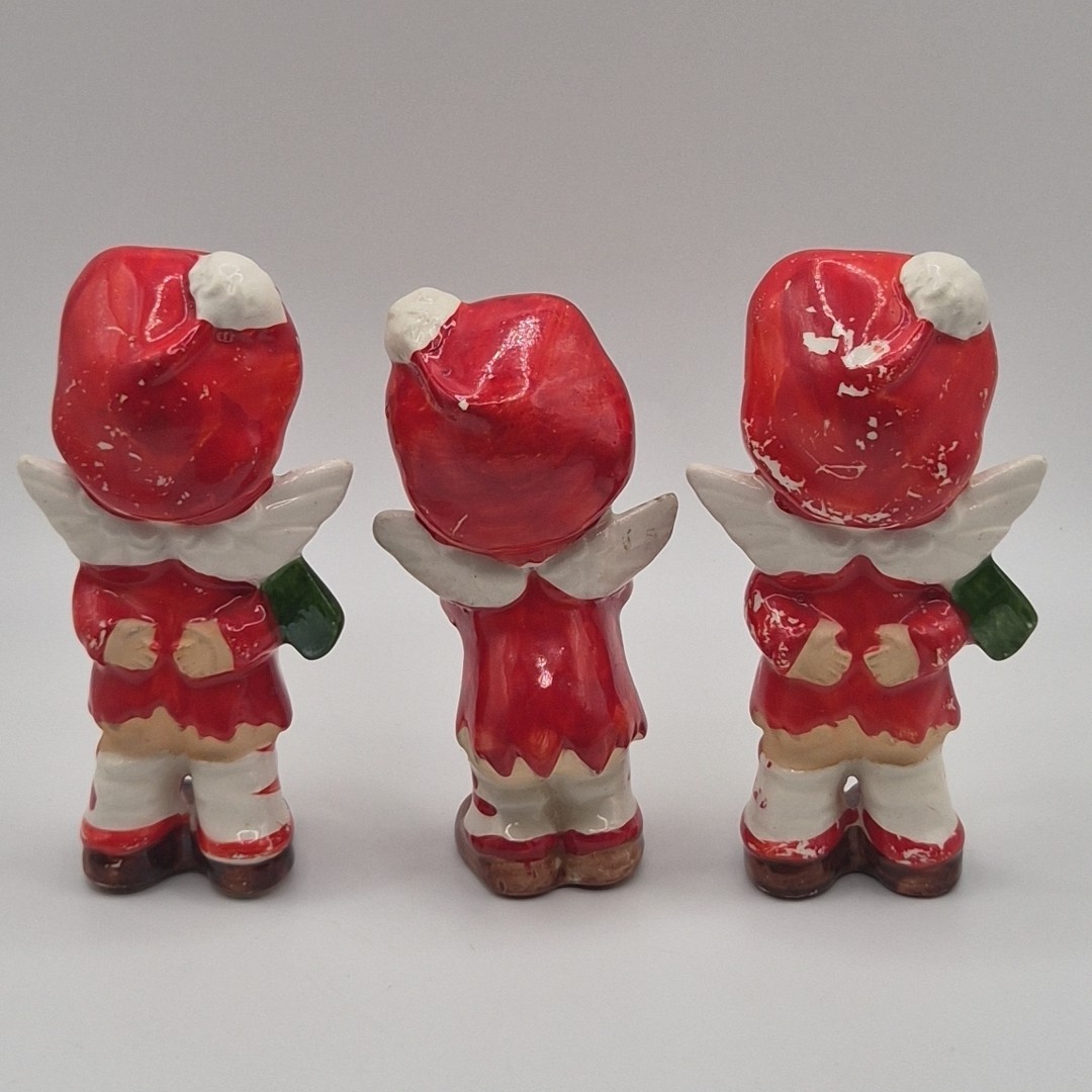 VTG 50s Lefton Christmas Candy Cane Kitschy Pixie Kid Child Angel Glitter Wings