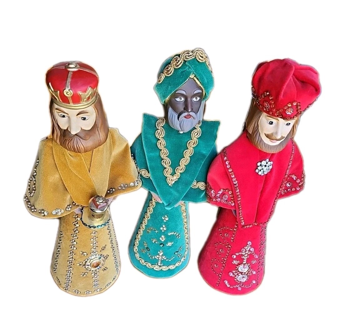 Vintage Three Wise Men Figures 1968 Dexter Thread Mills Great Colors! 14 In H.