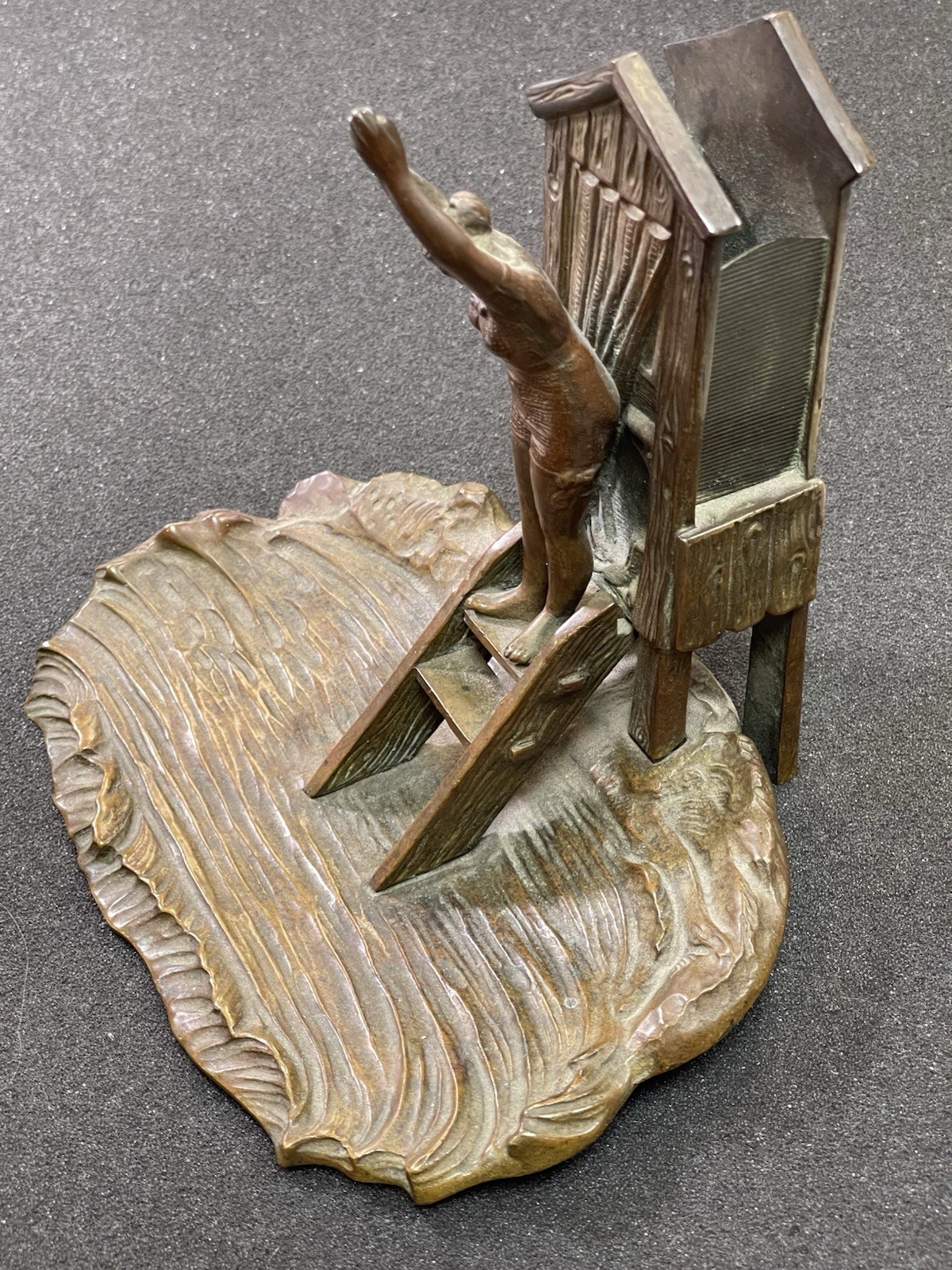 1900 Erotic Bronze Figurine – Beach Bathing Beauty Match Holder TJ1467