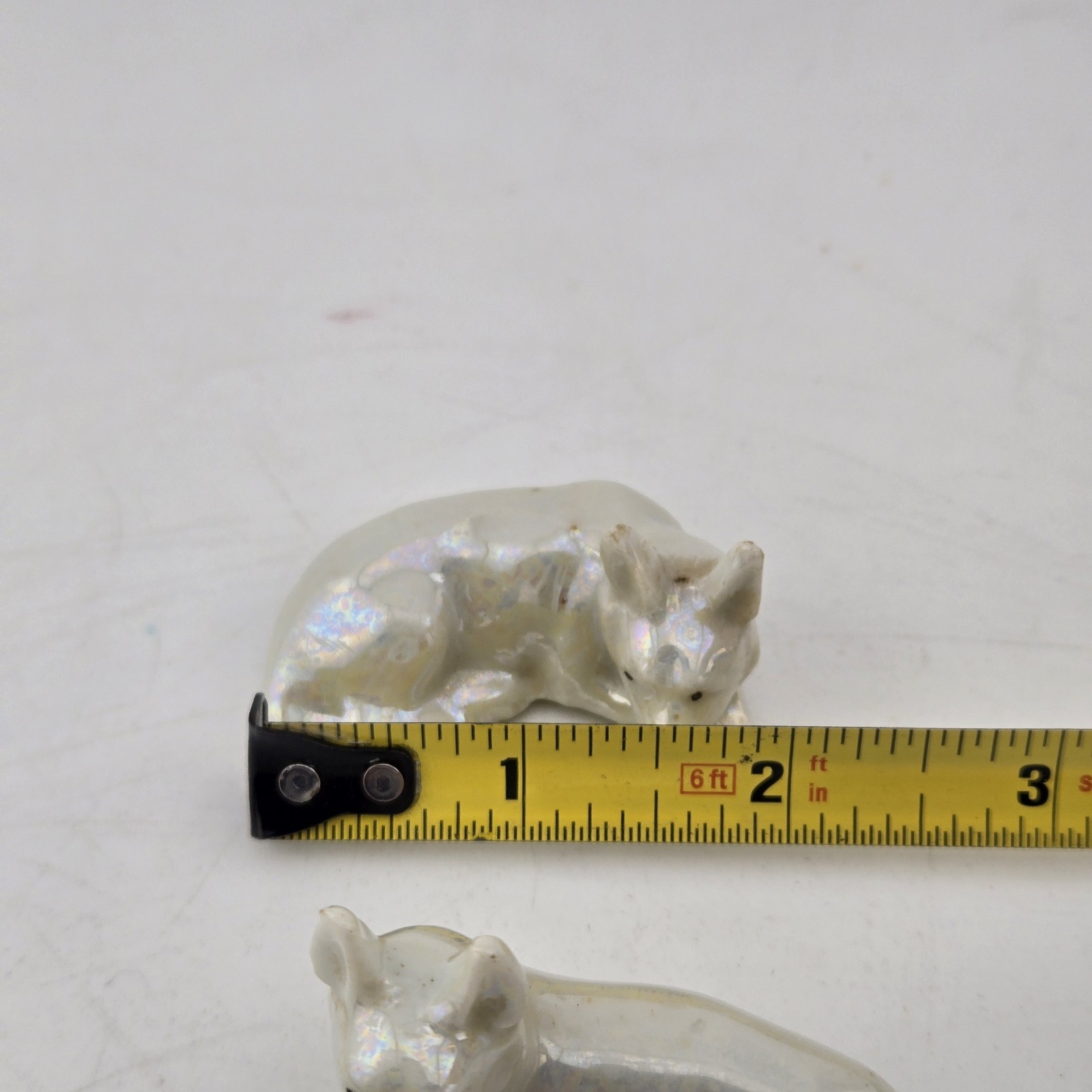 Vintage Iridescent Lusterware Dog Figurines Set of 2 Resting Poses Japan