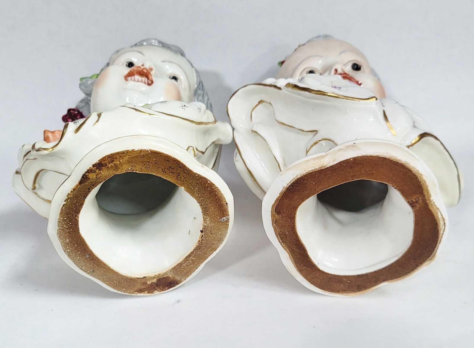 PAIR Antique GERMAN 19th C MEISSEN Dresden French Samson PORCELAIN BUST Boy Girl