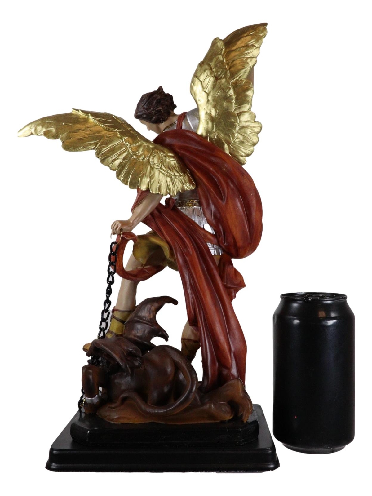 Large Archangel Saint Michael Slaying Lucifer Satan Statue With Brass Name Plate