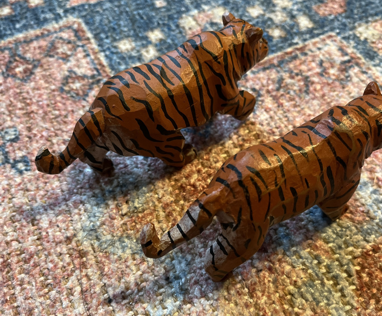Vintage Pair of Hand-Painted Tigers