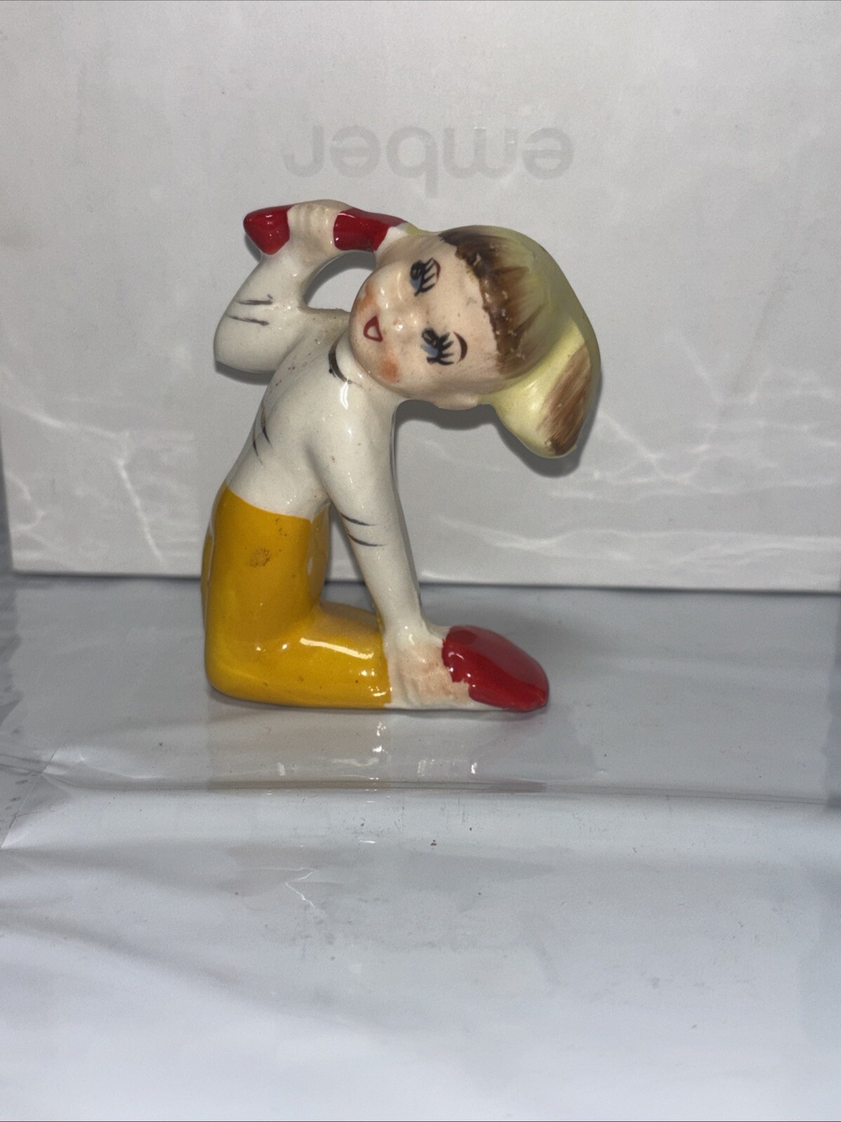 Porcelain Hand Painted Teenage Girl Posing on Phone Figurine JAPAN 1950s Kitchy