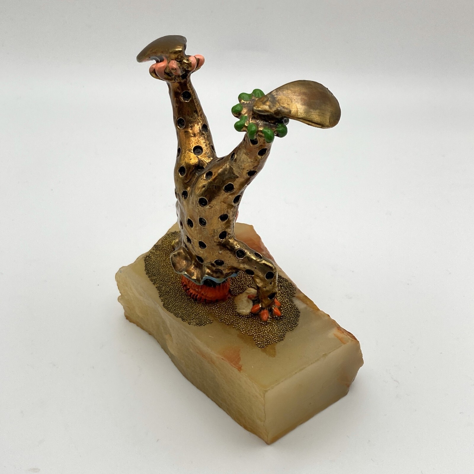 Vintage 1982 Ron Lee Clown Signed Sculpture PINKY THE CLOWN Standing on Head 24K