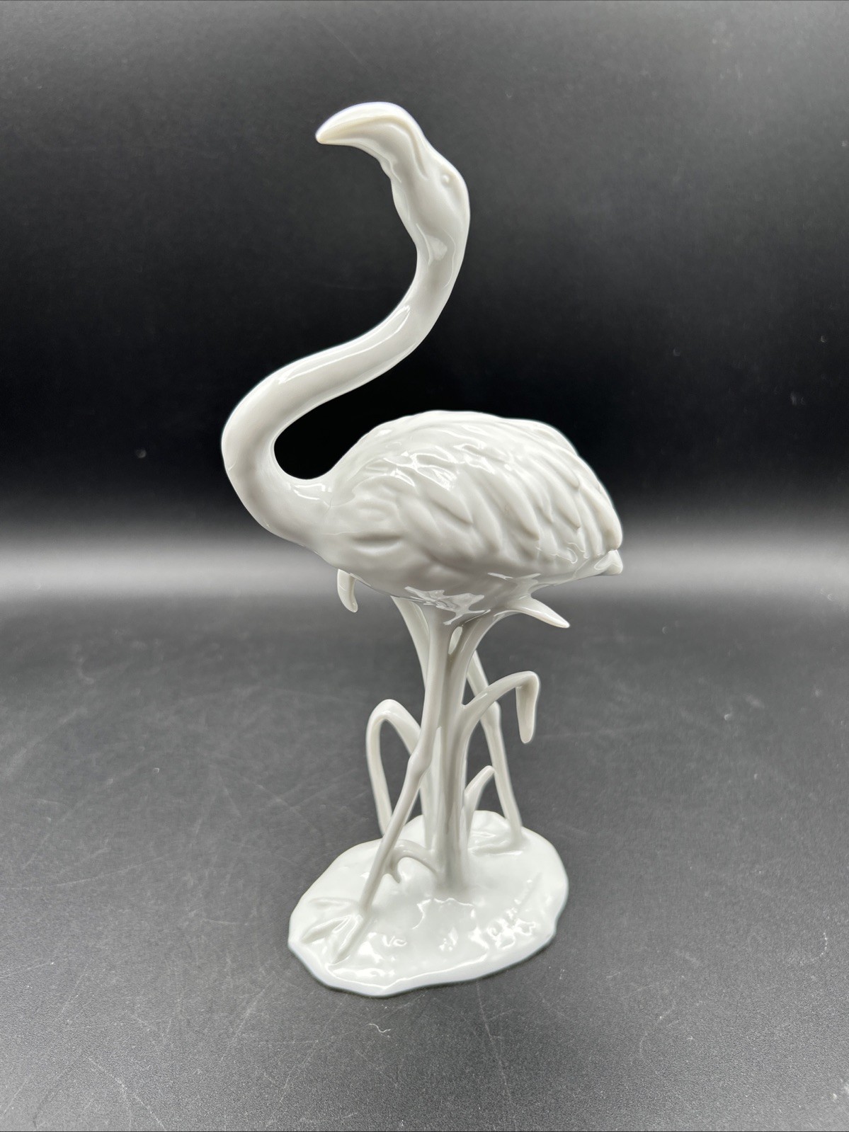 Kaiser West Germany Flamingo Figurine Glossy 8″ #374 Signed Bachman As Is