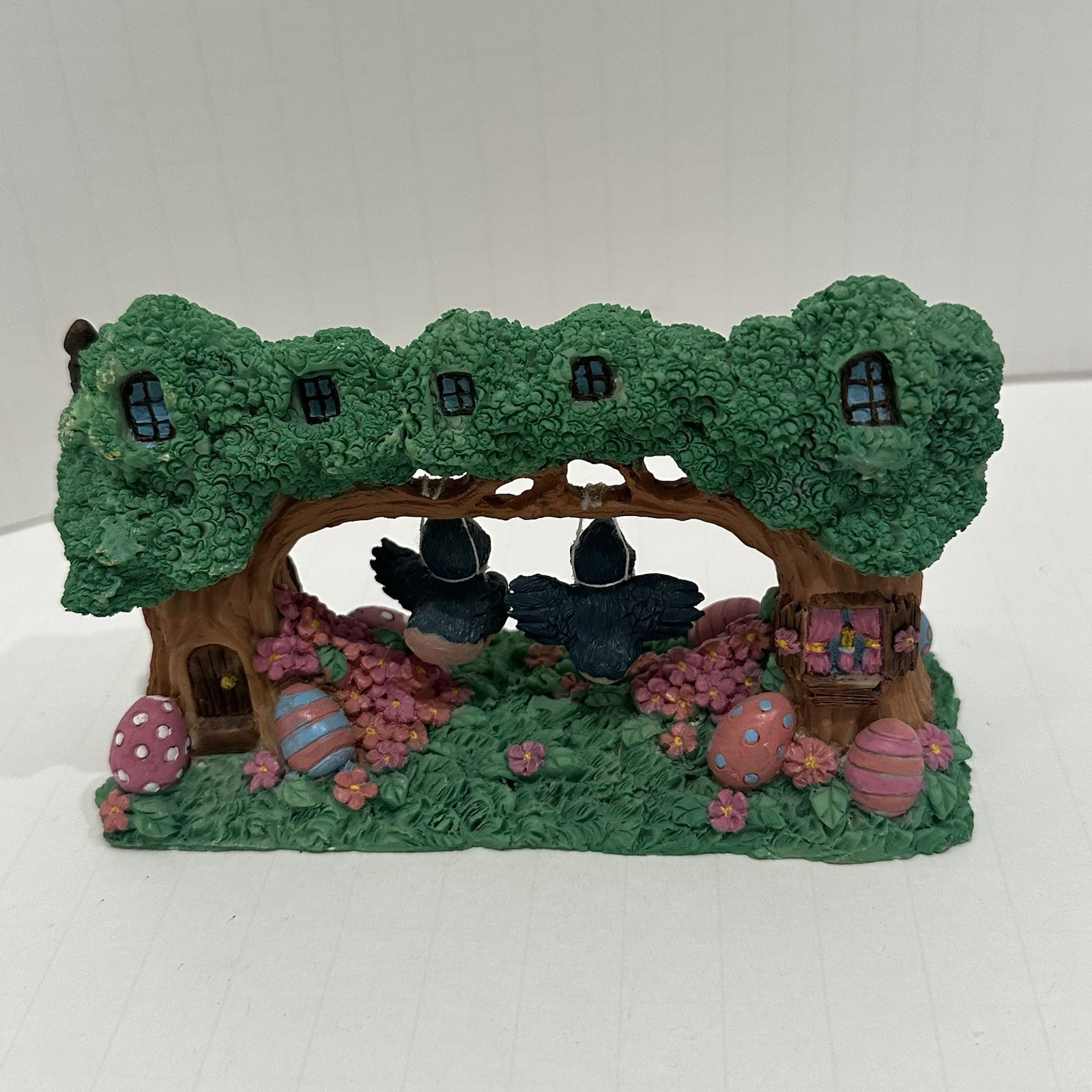 Birds Swinging in Trees Figurine. “Small Friends on Swing” 5″ x 2″ x 3″ Hermitag