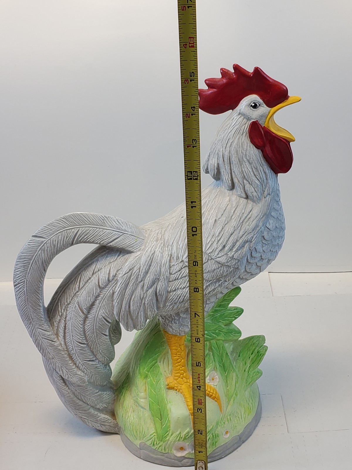 Ceramic Rooster Grey Farm Kitchen Decor Large 15 Inches Tall Beautiful Vintage