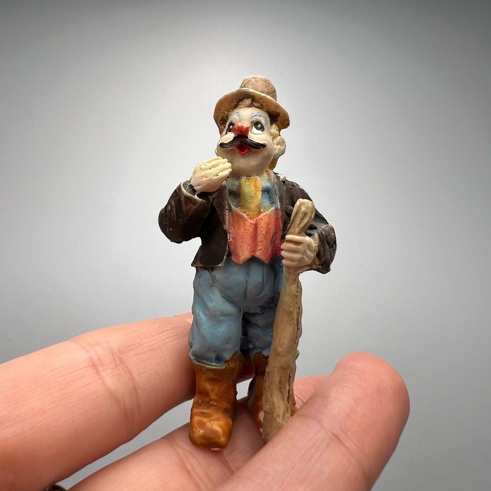Vintage Small Clown Figurine Ceramic Handmade Joker Circus Decor 2.36″ Gift