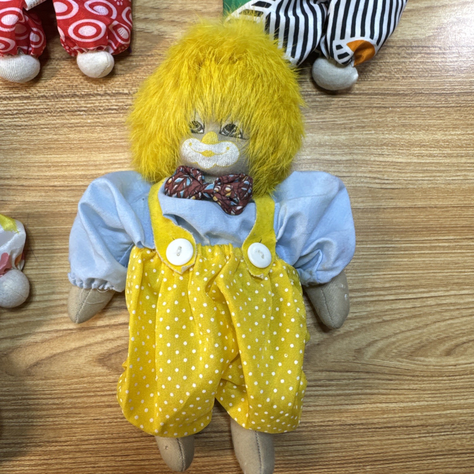 Lot Of 5 Vintage Q-Tee Clown Porcelain & Fabric Handmade Doll Sand Filled Weight