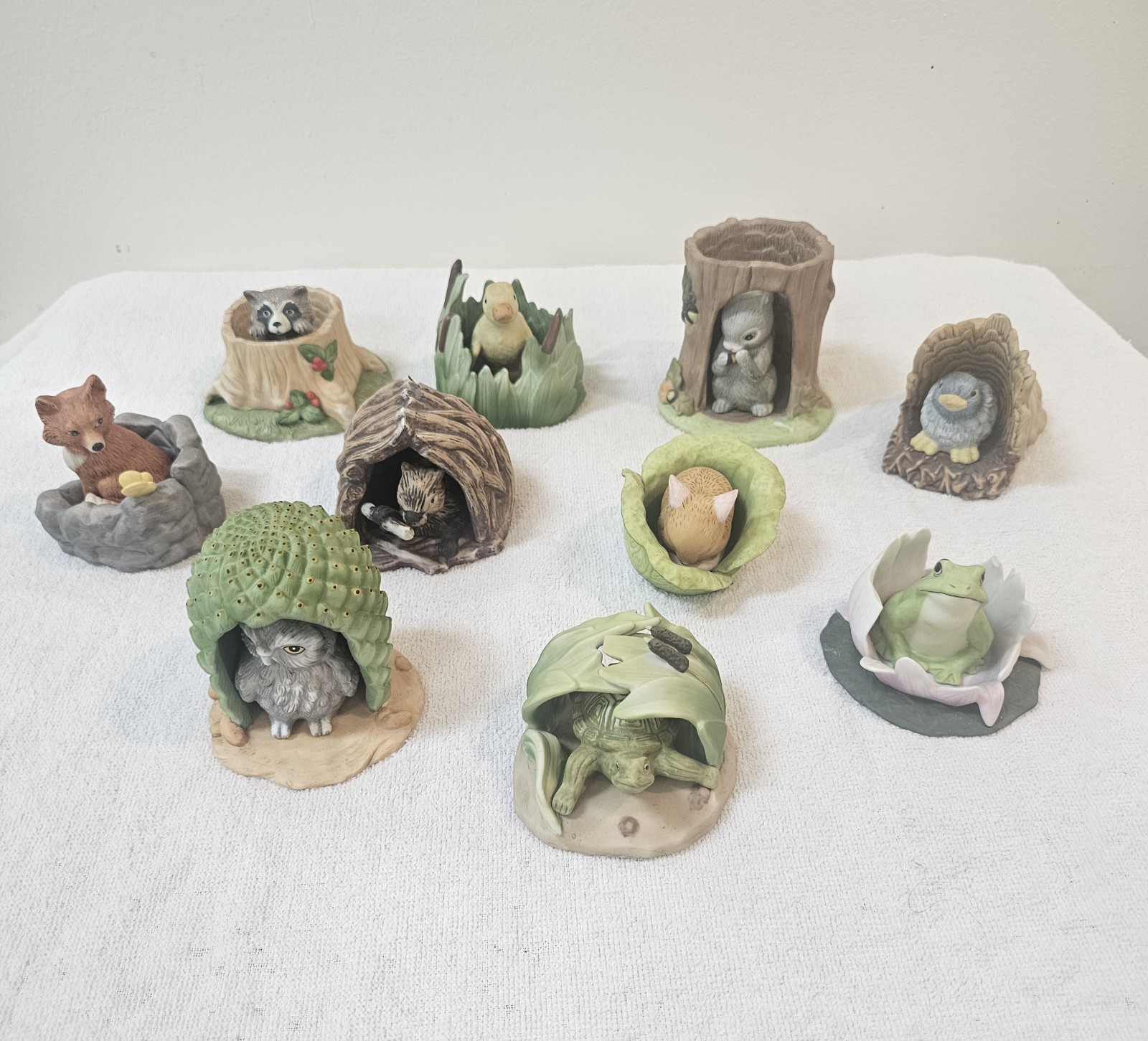 Franklin Mint Woodland Surprises Handpainted Porcelain Animal Figurines 1984