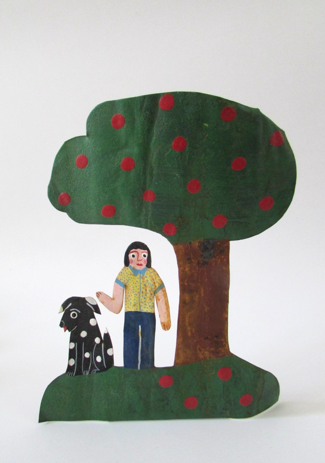 W Sprinkle & Co. Folk Art Doodlet’s SantaFe Metal Sculpture Apple Tree & Dog 88′