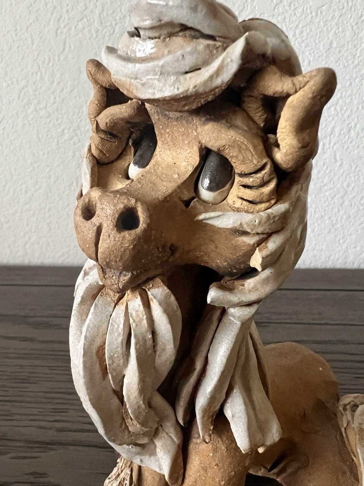 Hindt Studio Clay Pottery Mythical Creature Goat Spaghetti Clay Sculpture 7.5″ T
