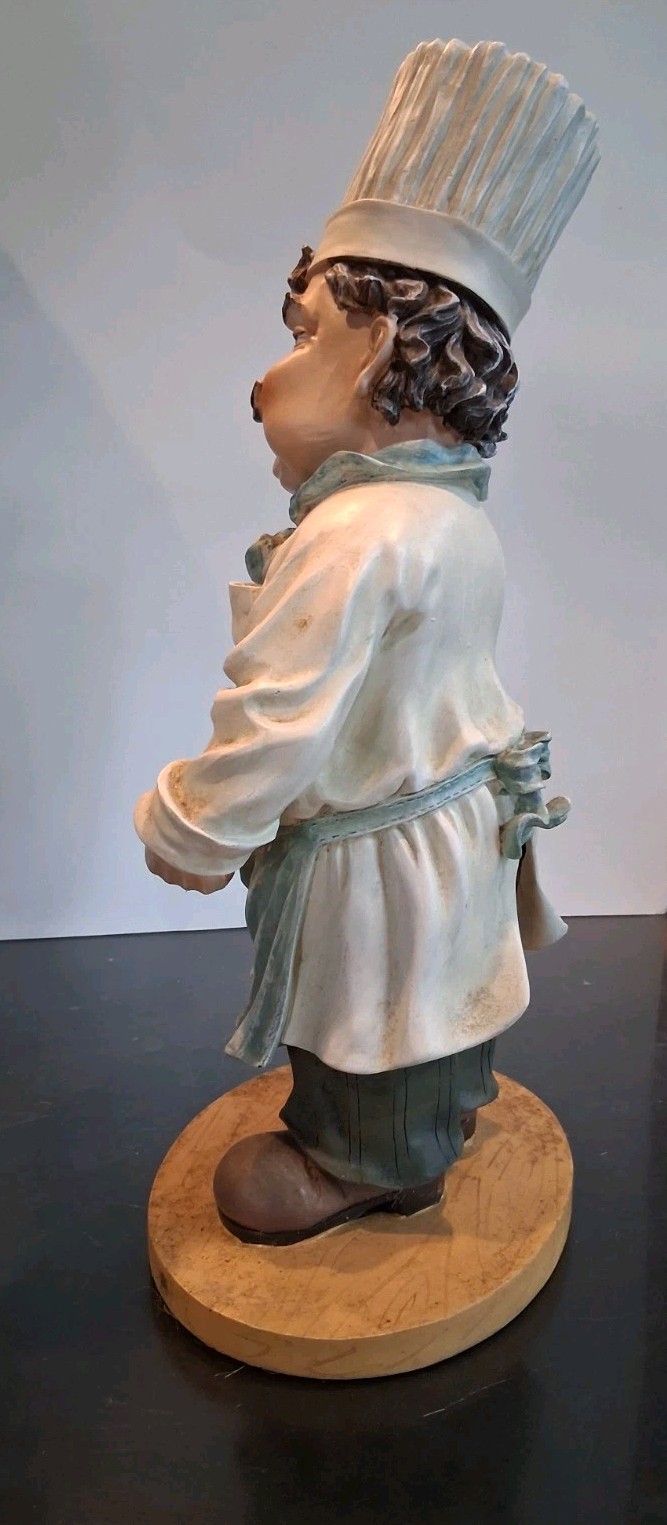 French Kitchen Chef, Polystone/Resin Statue;VTG (Early 2000s);Replace.ChalkBoard