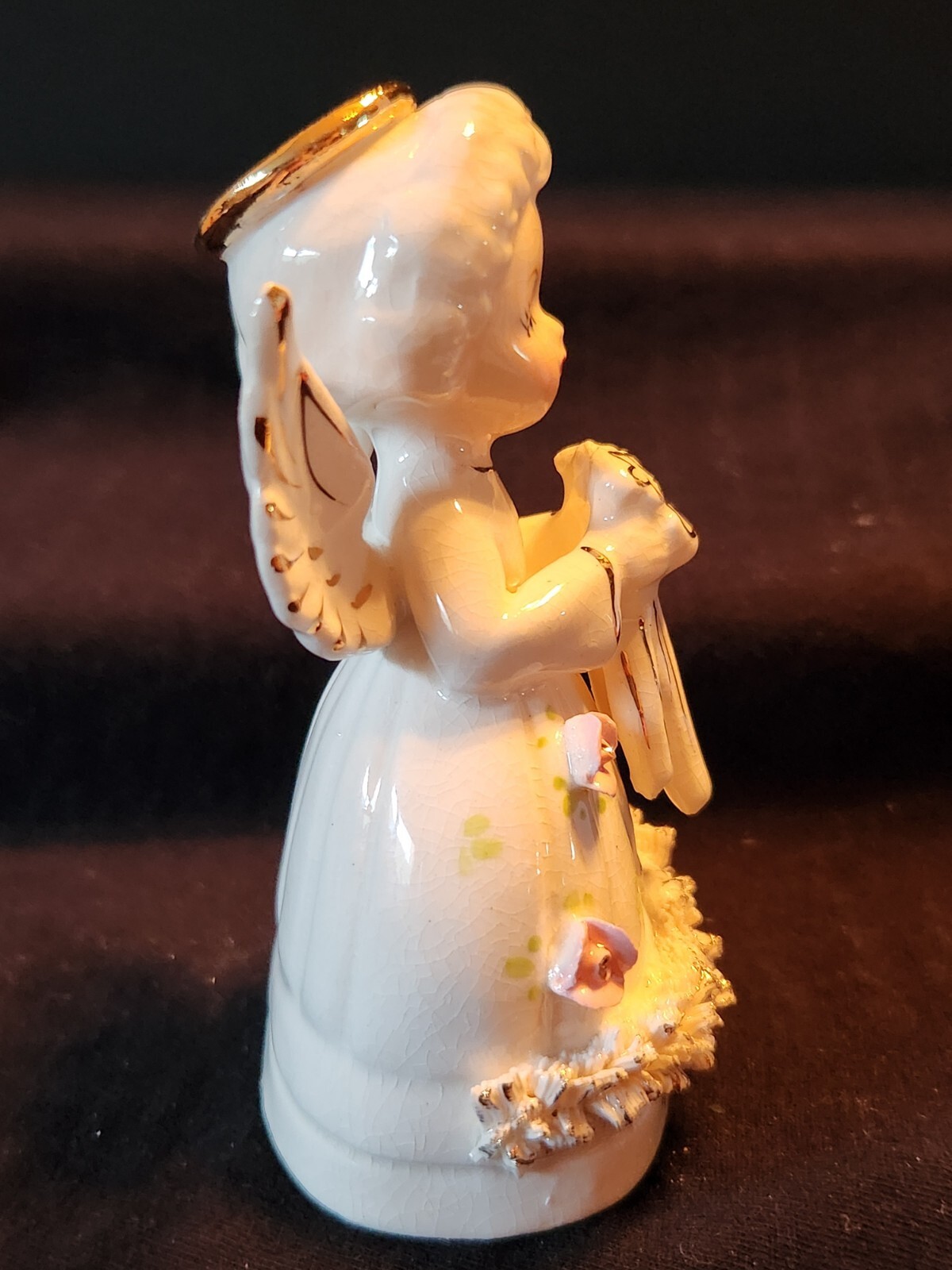 FINE A QUALITY June Birthday Bride Angel Spaghetti Trim Halo Pink Bouquet 1950s
