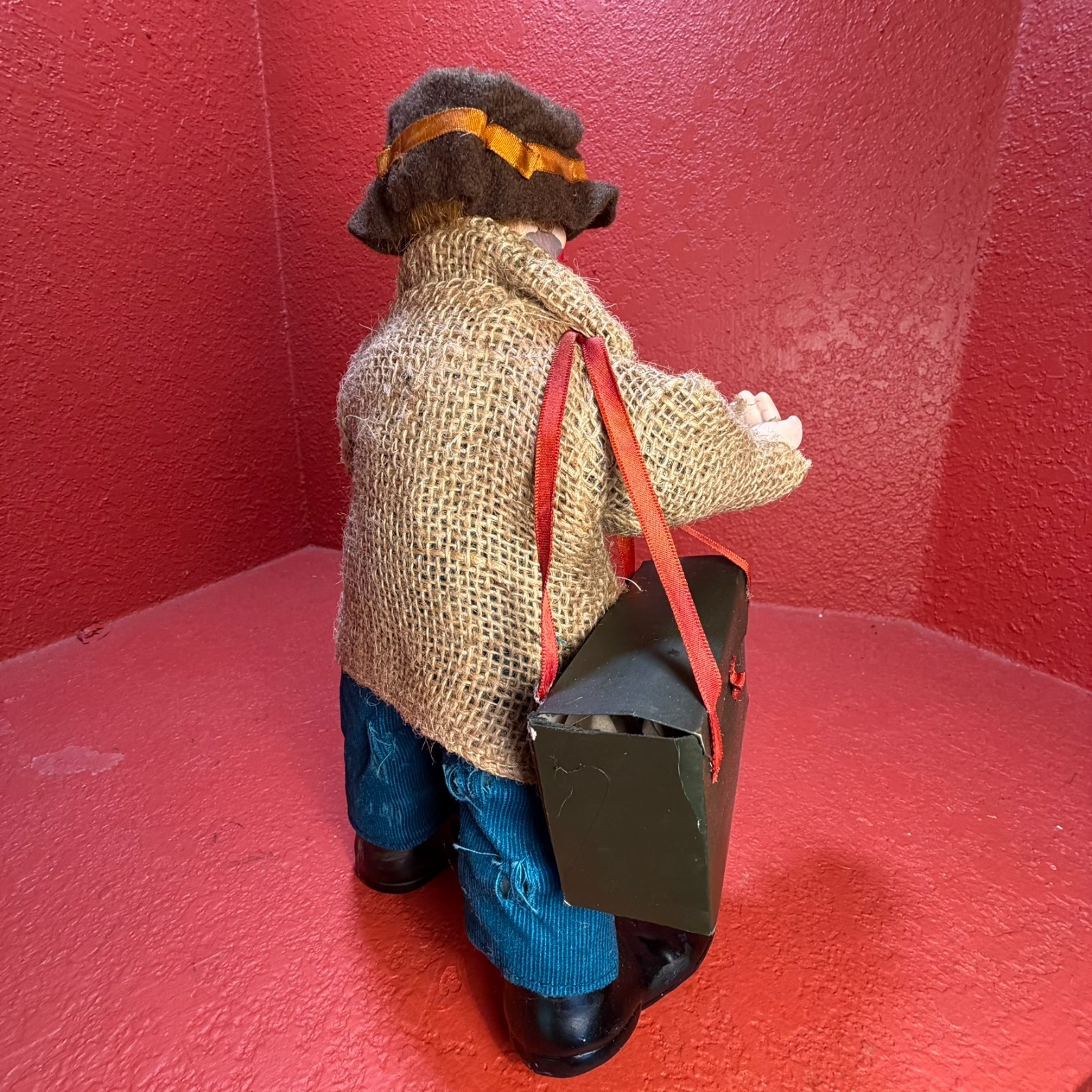 Emmett Kelly Jr Real Rags 12” Clown Doll “Bags Packed “Porcelain & Fabric Mache