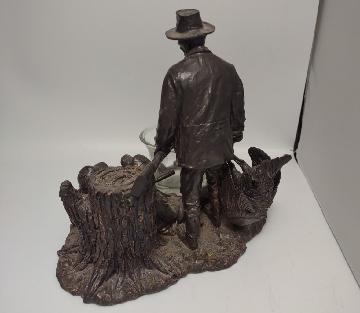 Friendly Turkey Hunt Bronze like Sculpture Statue Boys, Cowboy, Turkey 6 1/2″h