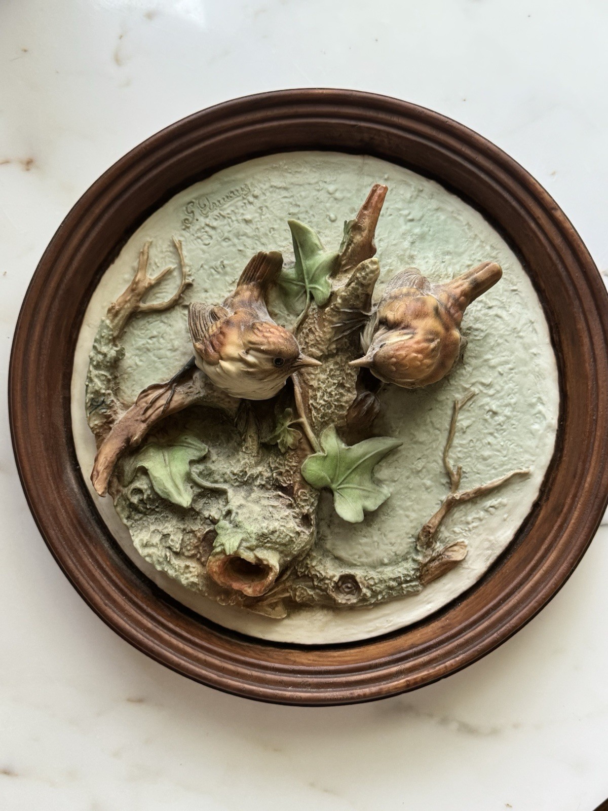 Giuseppe Armani, Italy VTG Sparrow Bird Art Sculptural 3D Relief Framed
