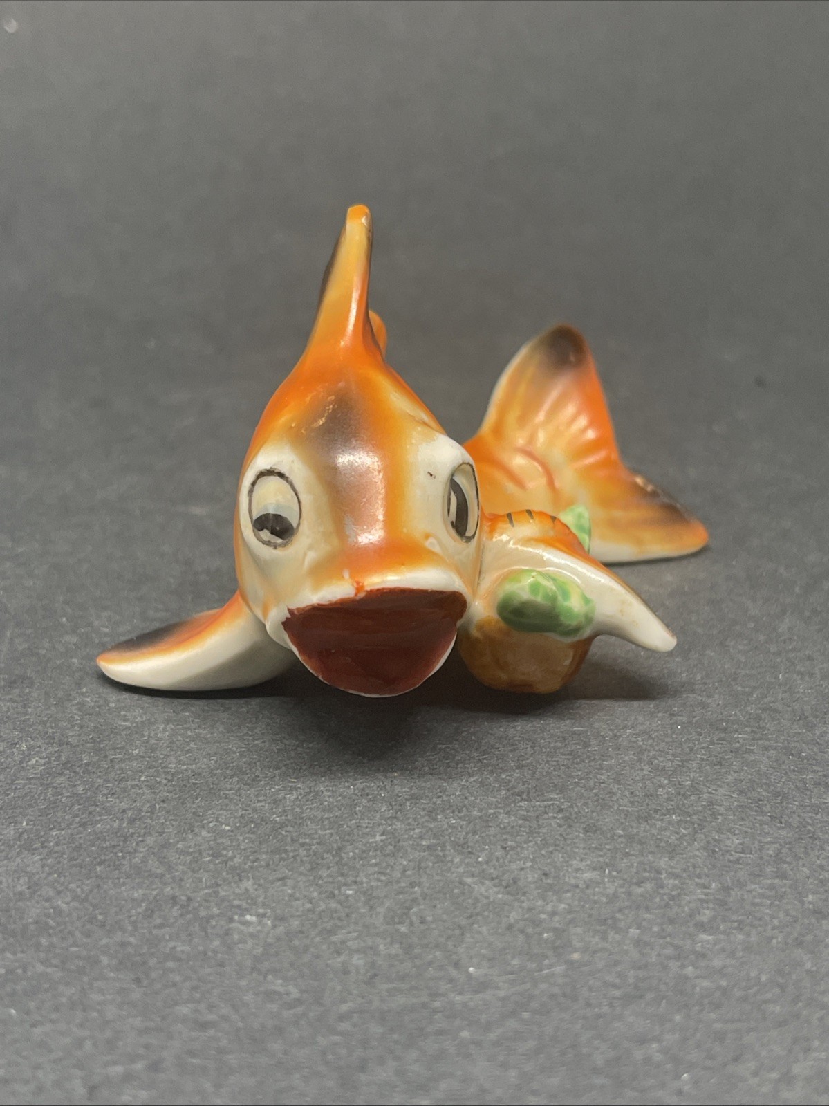 Vintage Anthropomorphic Orange Goldfish Koi Fish w/ Basket Figurine Japan