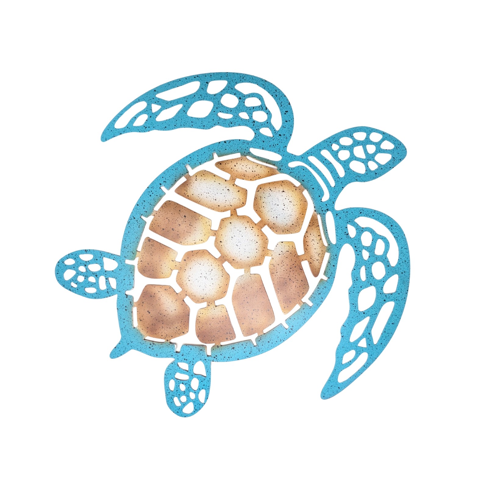 Sea Turtle Metal Wall Art – Coastal Ocean Nautical Beach Theme Hanging Sculpture
