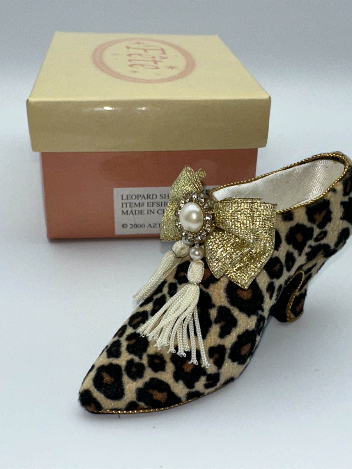 Fete Collectible 1999 Miniature Shoe Animal Print Pump Figurine By Aztec