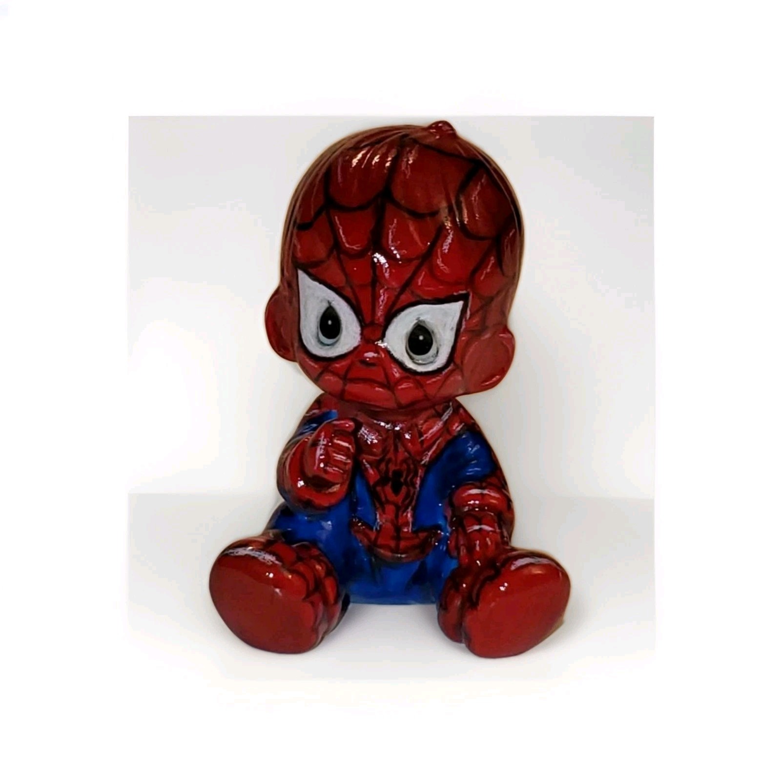 OOAK Spiderman Figure Altered Precious Moments MCU Marvel Comic Fan Art Repaint