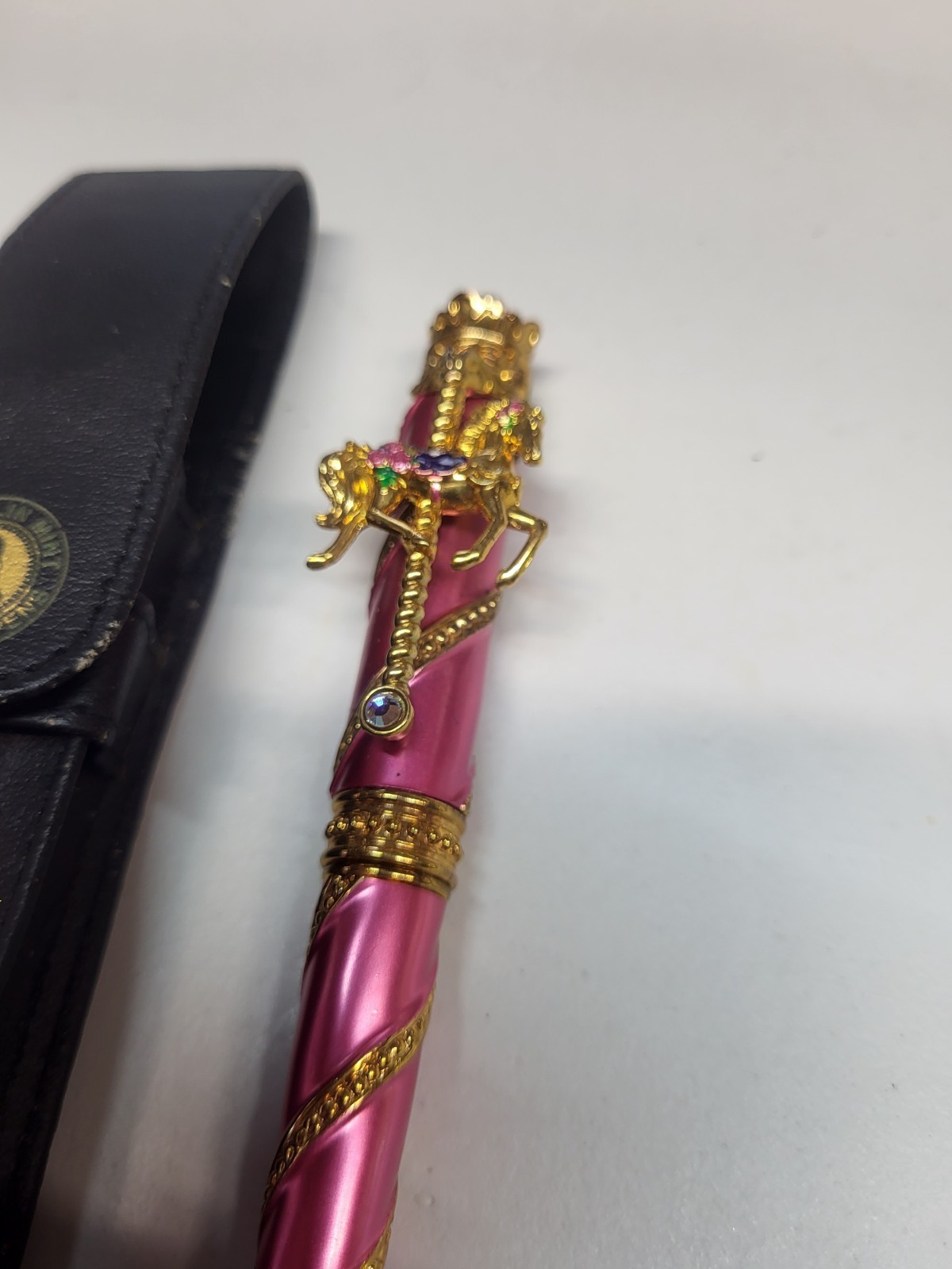 Franklin Mint The Rose Dancer Carousel Horse Pen 1980’s With Case READ
