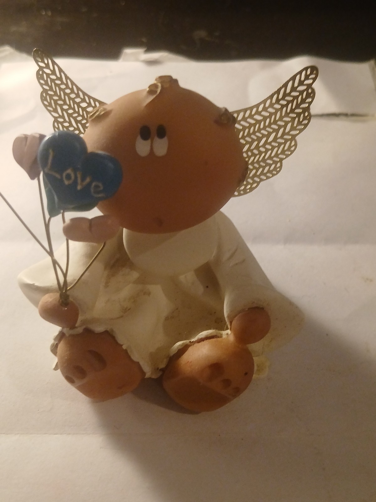 Vintage 2001 Kirk’s Critters Angel Cheeks Figurine Gold Tone Love Balloon