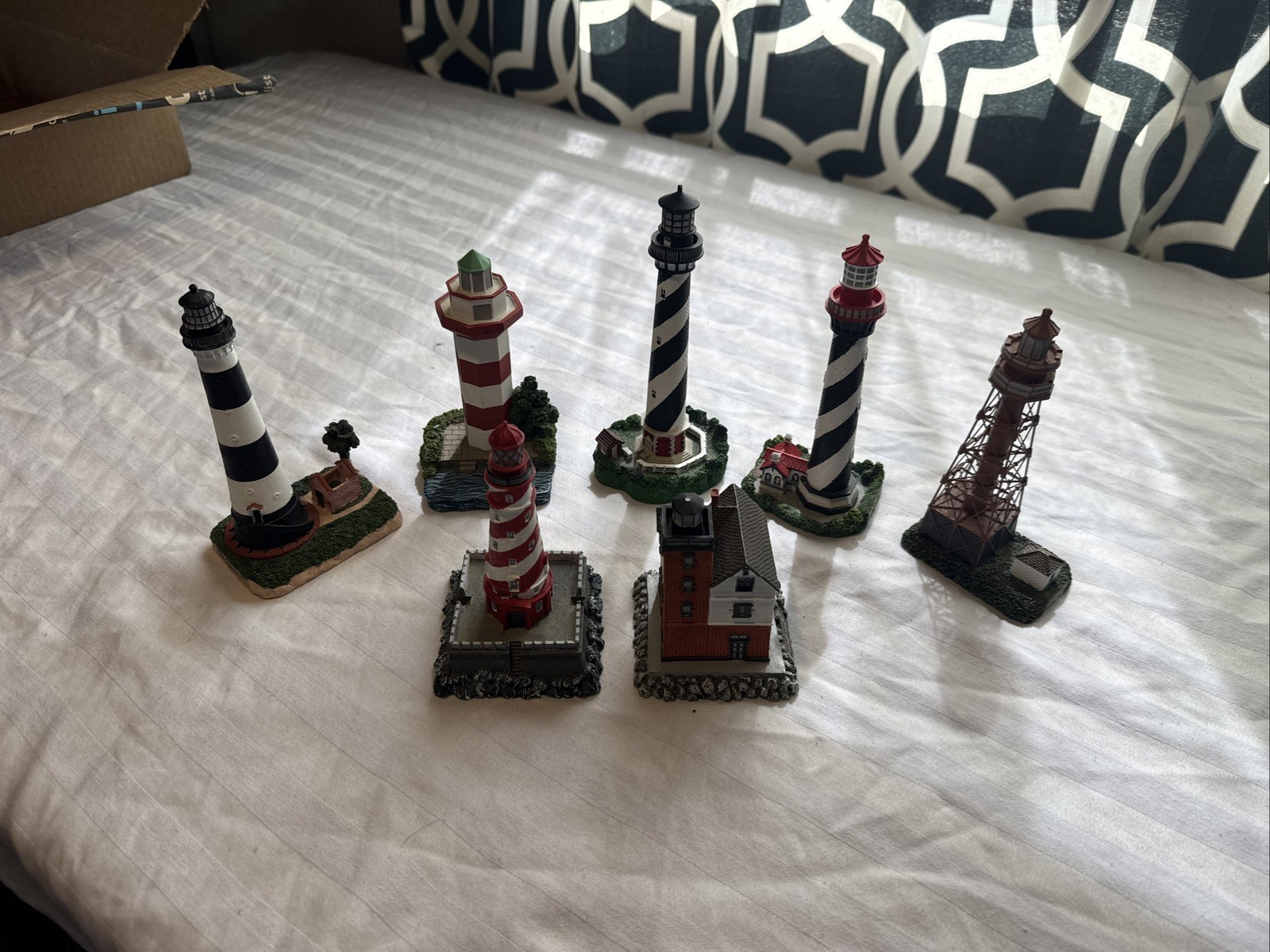 Lefton Vintage Lighthouse Miniature Figurine Set Of 7