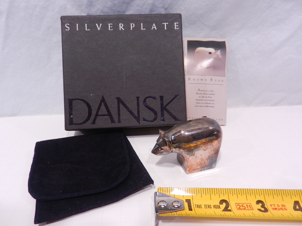 Vintage Mid Century Style Bear Paperweight Figurine DANSK Silverplate Designs