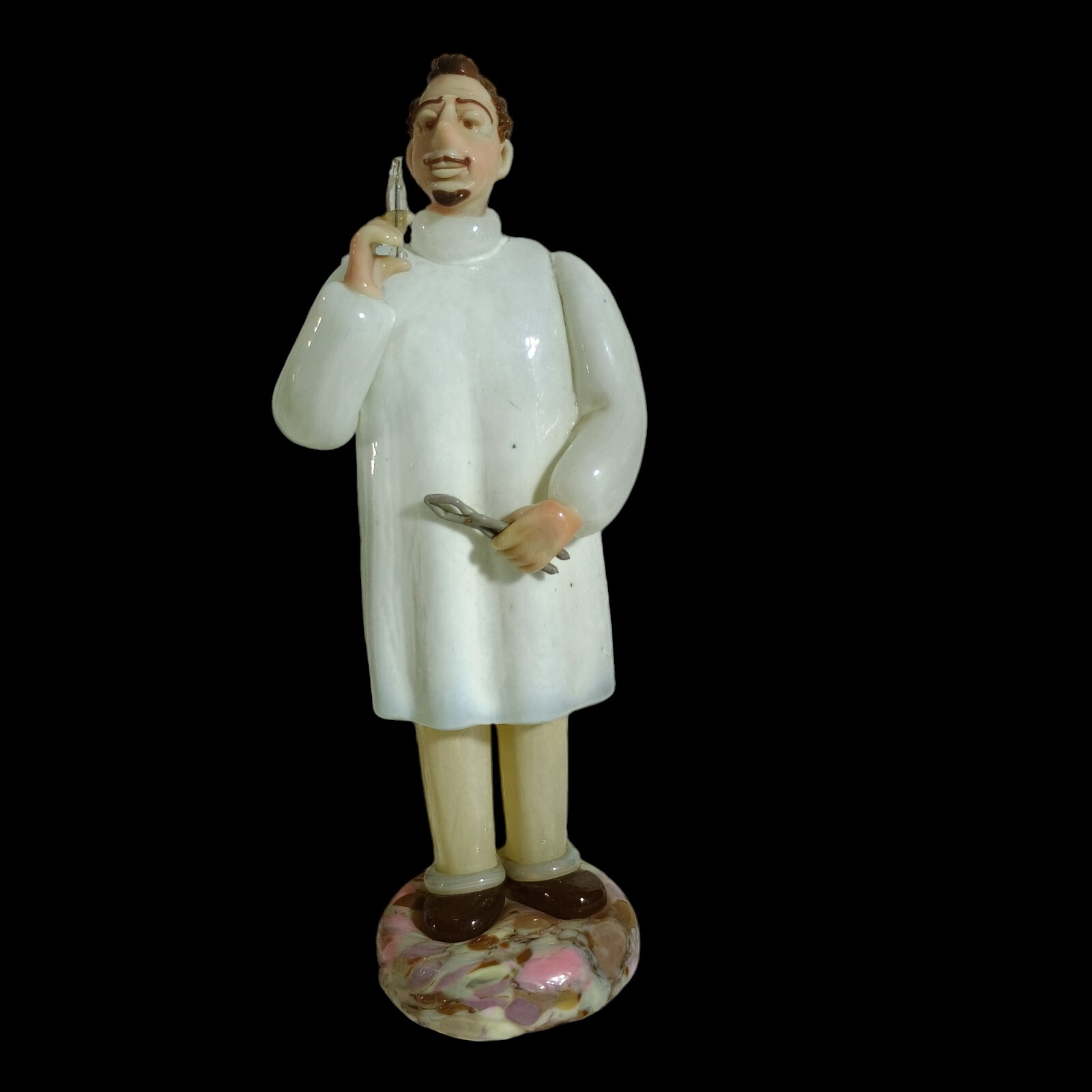 Vintage Czech Occupation Cut Crystal Figural Dentist Man Figurine Sculpture