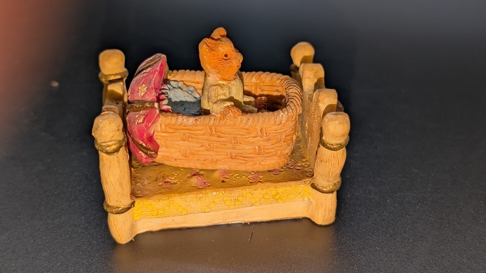 RT- Unbranded Baby Bear in Rocking Bassinet/Crib Figure/Figurine