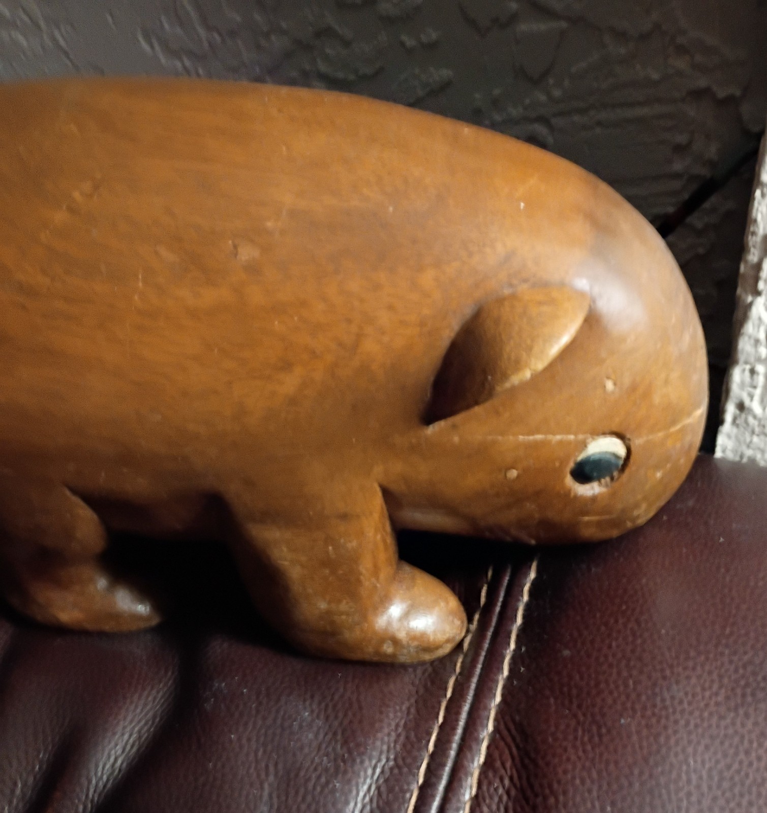 Vintage Heavy Carved Wooden Wombat Made in Thailand