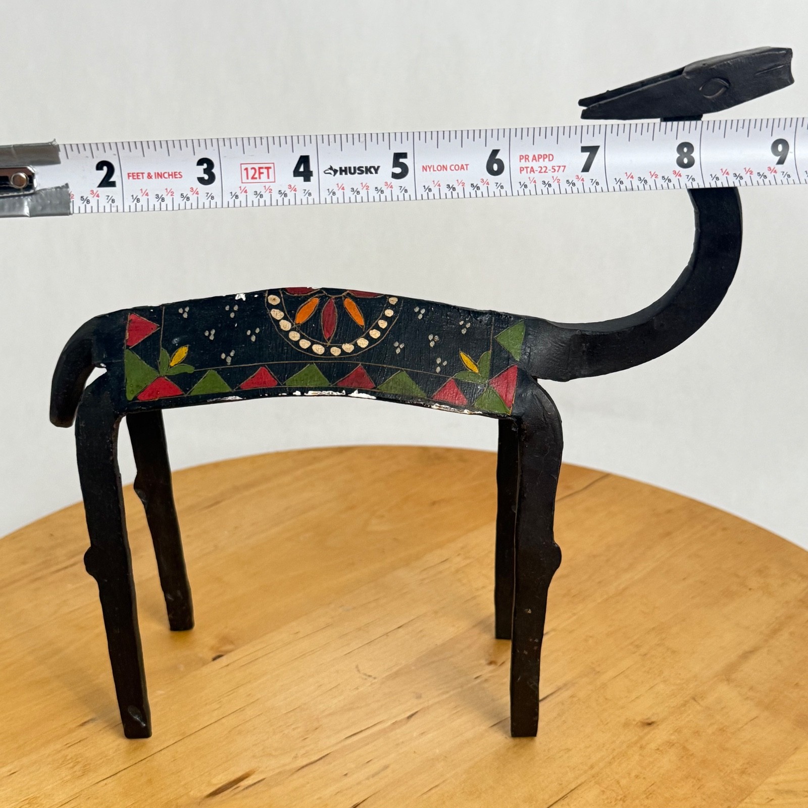 Vintage Late 20th Century Brutalist Forged Metal Hand Painted Gazelle Deer Art