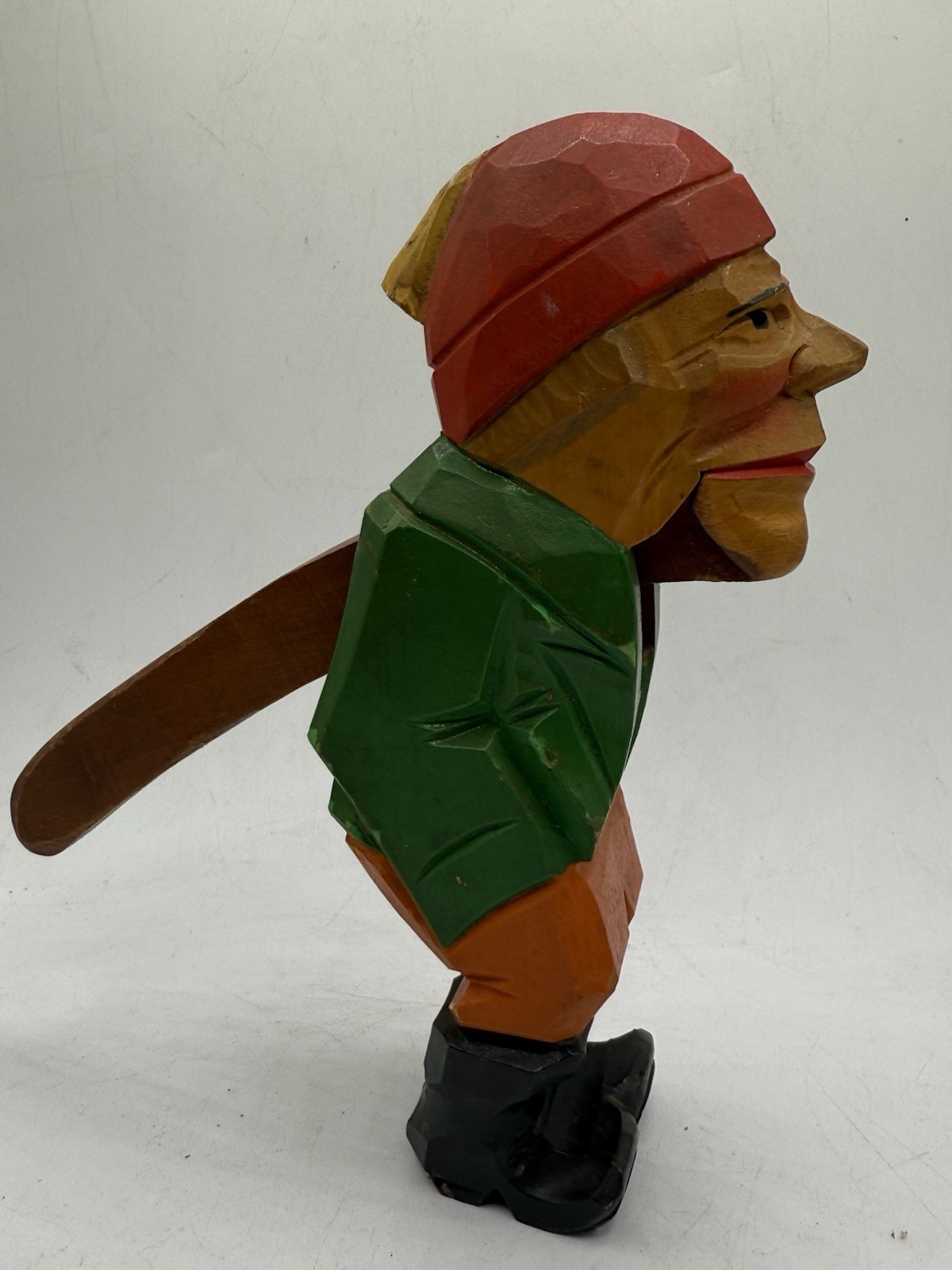 Hand Carved Rustic Red Hat Fisherman Nutcracker Nearly 9″ Figurine Nautical