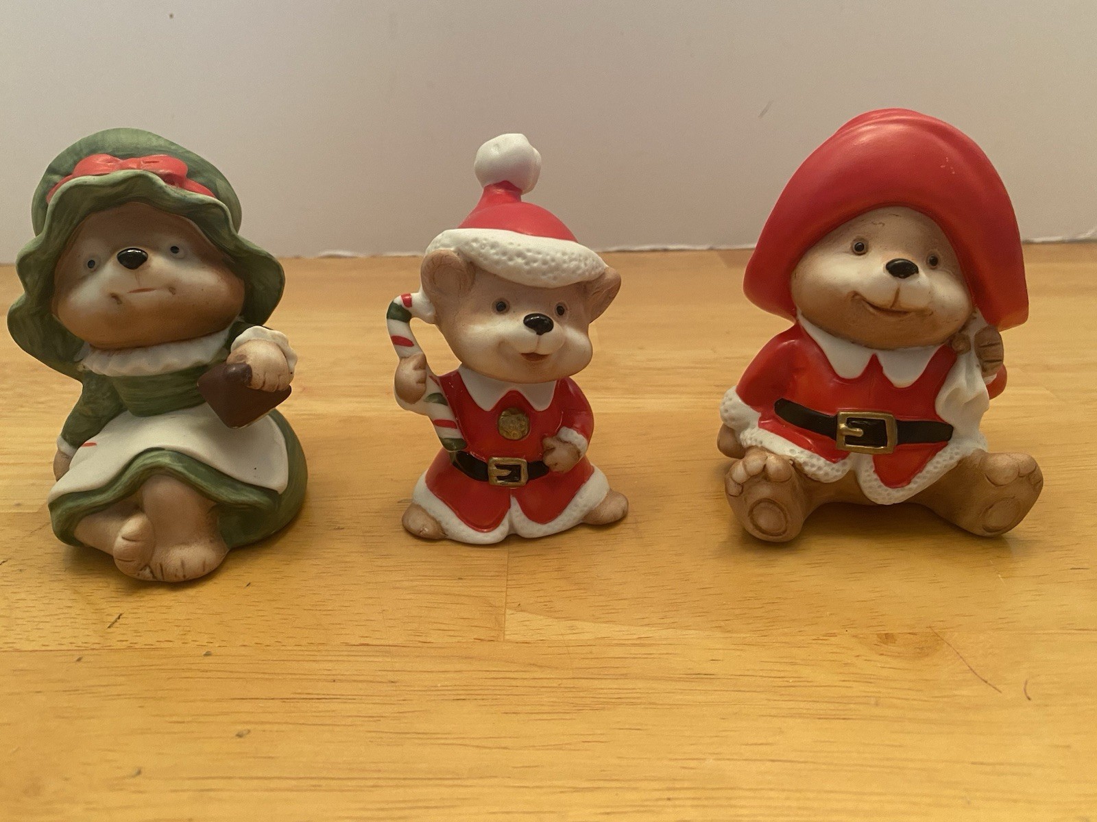 Homco Christmas Bear Family, Set Of 3,#5600