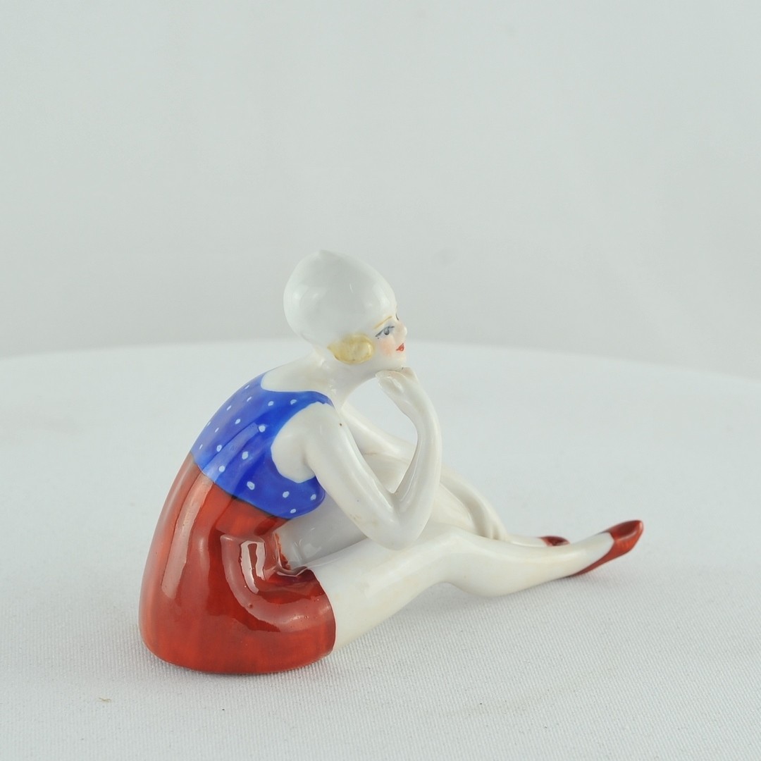 Art Nouveau Style Figurine Bathing Beauty Sexy Art Deco-German Style Porcelain