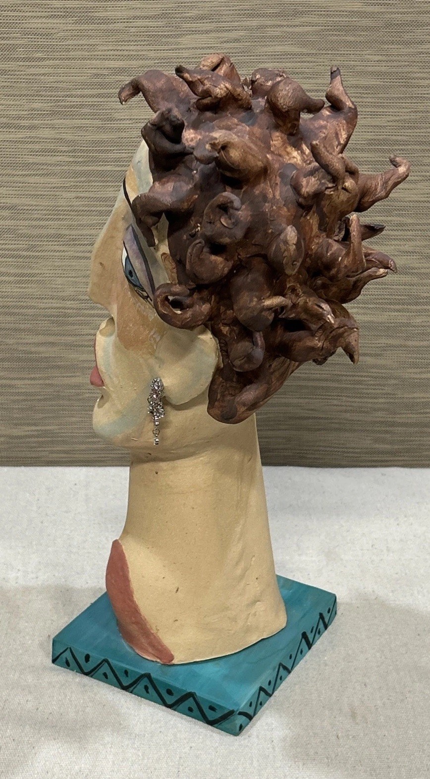 Whimsical Abstract Bust Sculpture – Eclectic Artistic Expression – Artist Signed
