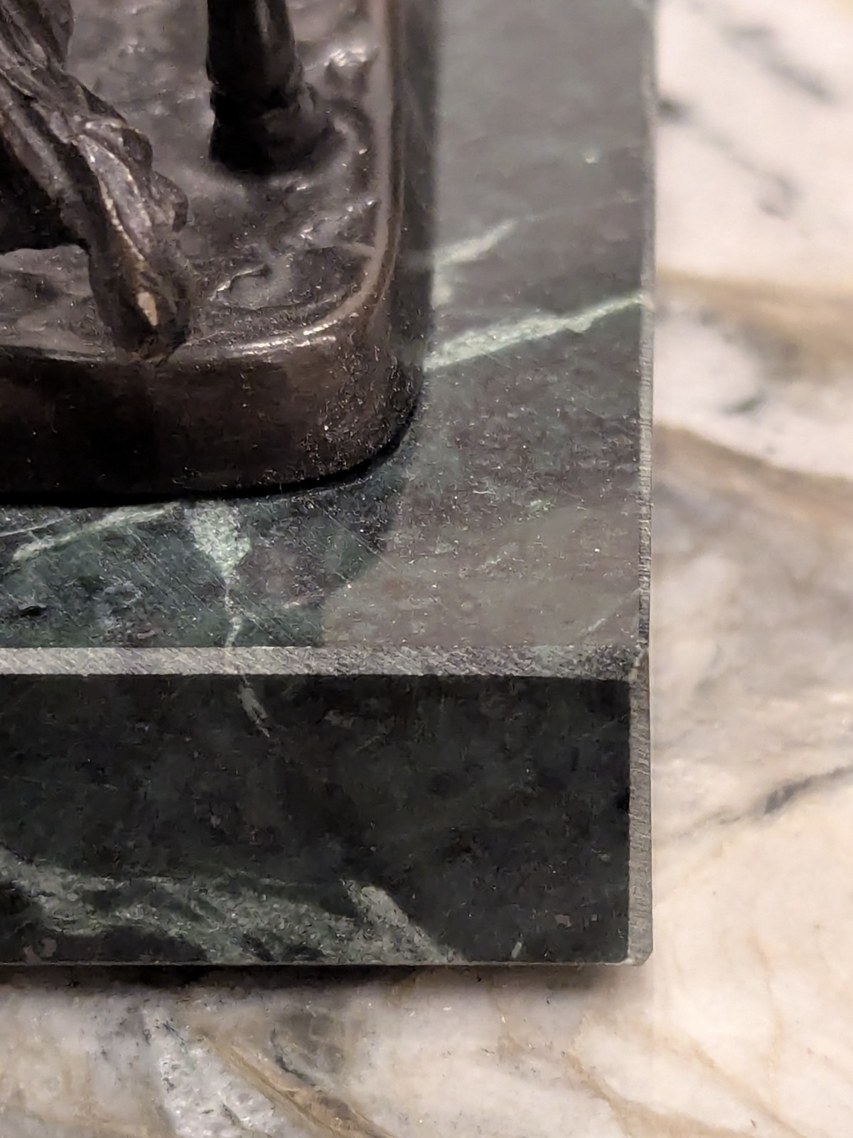 Andrea by Sadek Rearing Horse Cowboy Sculpture Marble Base 6” Bronze