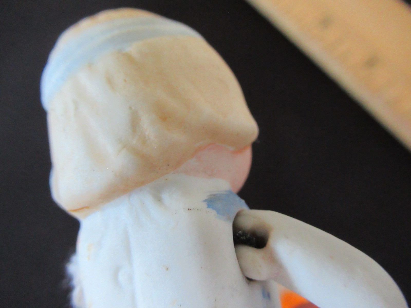NIPPON Vintage jointed arms Bathing Beauty girl DOLL 3.5″ Porcelain Bisque blue