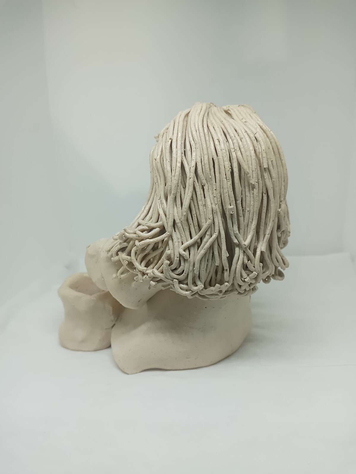 Vtg. Uniq KAREN Italy Clay Spaghetti Hair Girl Fig W Bucket. H.M, 1970-1980S