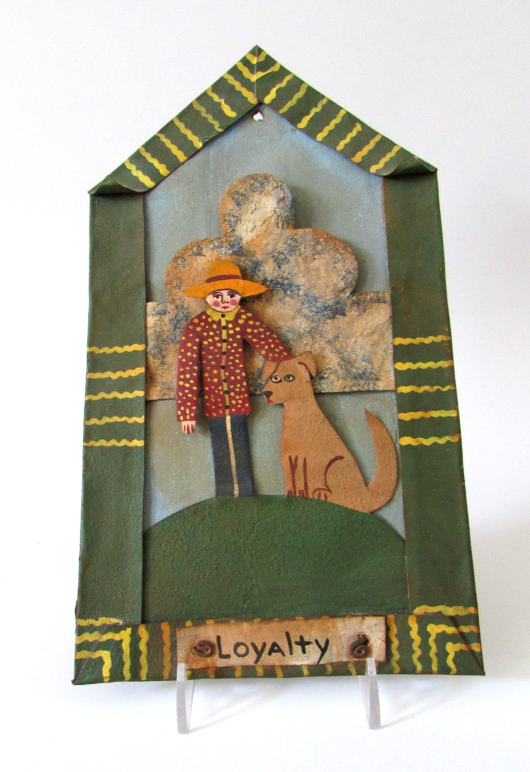 W Sprinkle & Co. Folk Art Doodlet’s SantaFe Metal Sculpture Woman & Dog 86″
