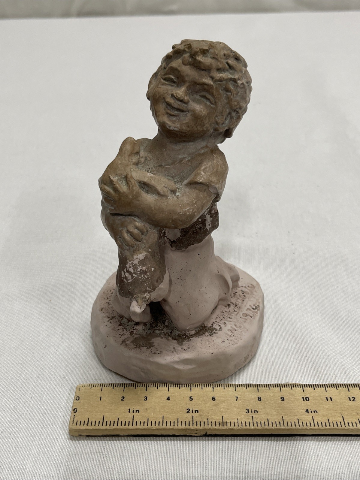 Vintage 5.5″ Austin Productions “Little Boy With Dog” Statue Figurine 1976