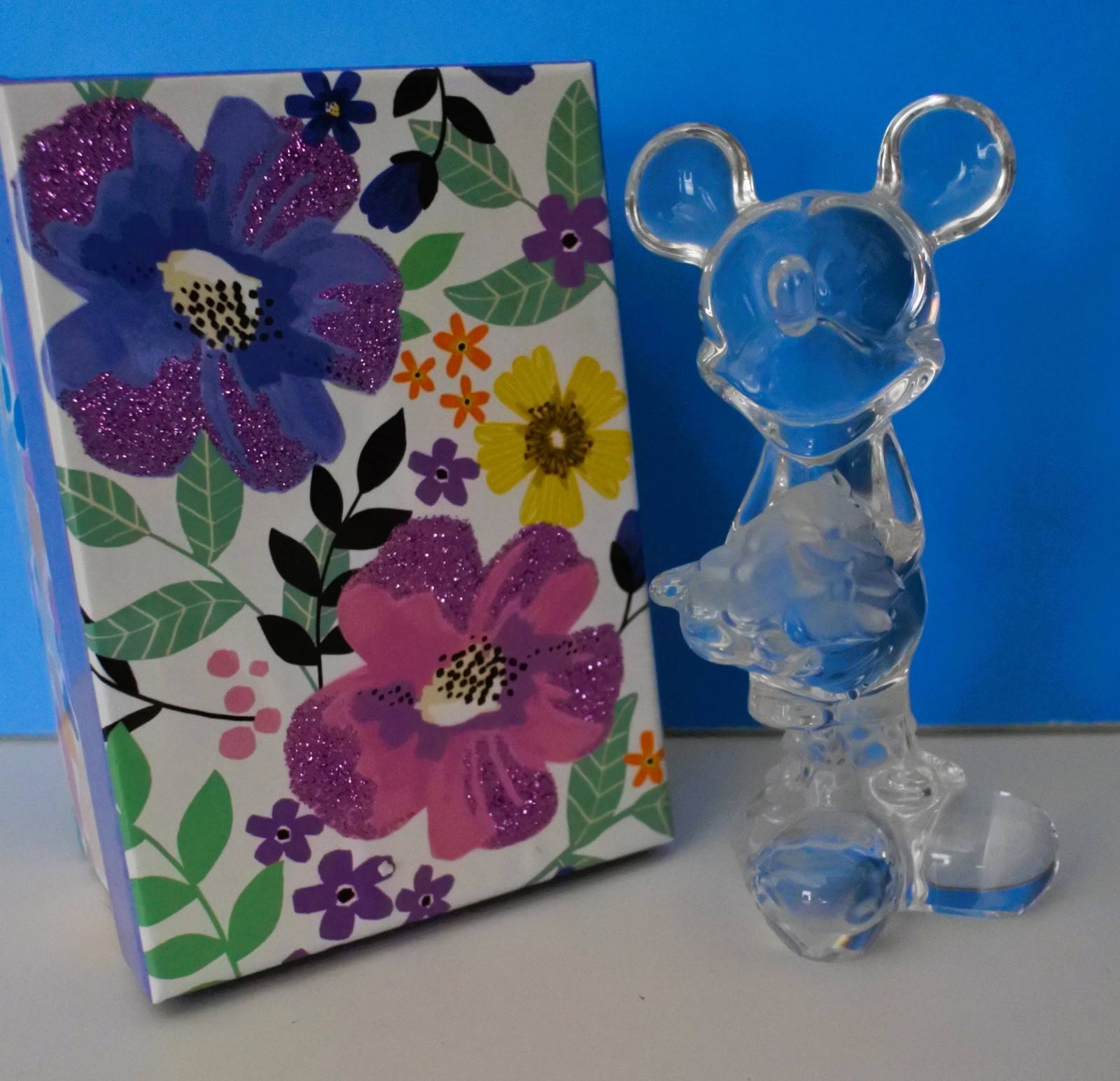Disney Lenox MICKEY MOUSE Fine Crystal Figurine Flowers Bouquet Germany