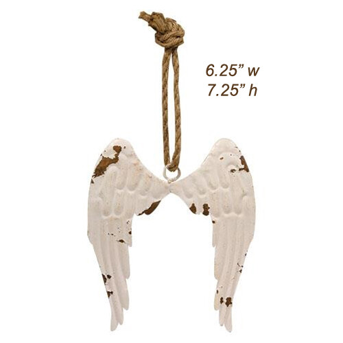 New ~ CHIPPY WHITE ANGEL WINGS 7.25″ x 6.25″ Distressed Metal